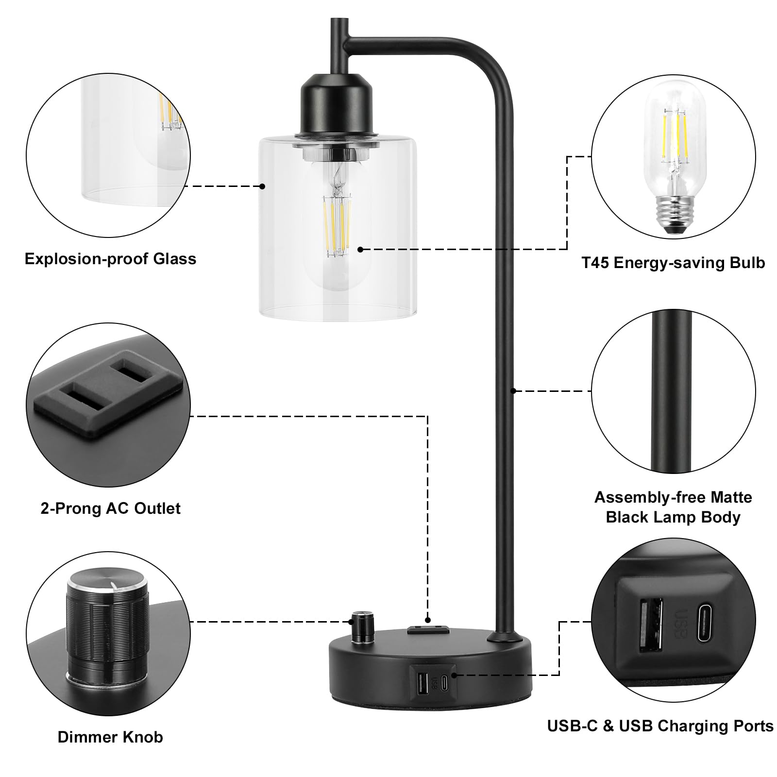 Innqoo industrial design blends vintage glass with a modern black finish.