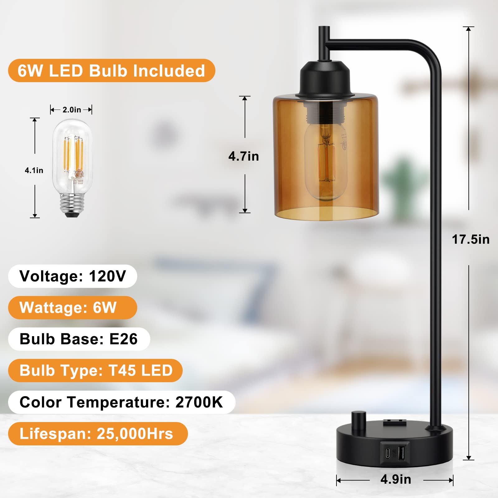 Innqoo rust-proof iron frame supports sturdy bedside lighting