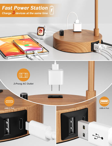 Innqoo dimmable table lamp with adjustable arm for reading comfort