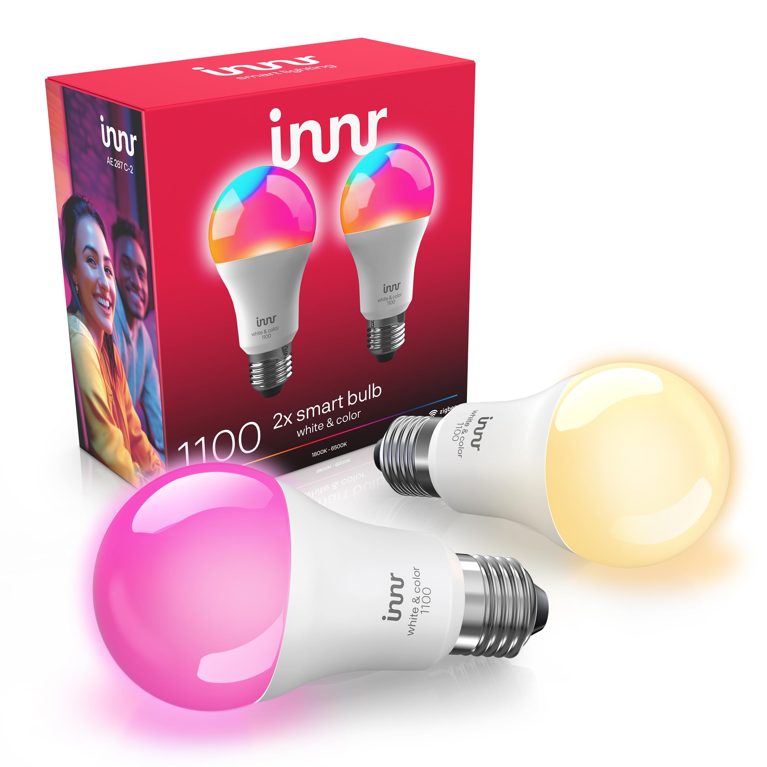 innr Zigbee A19 smart bulb front view showing bright task lighting
