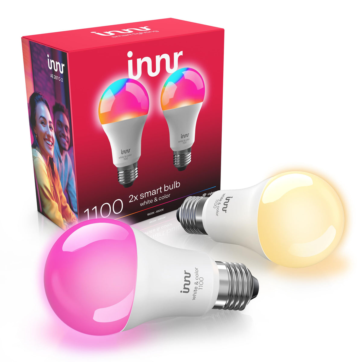 innr Zigbee A19 smart bulb front view showing bright task lighting