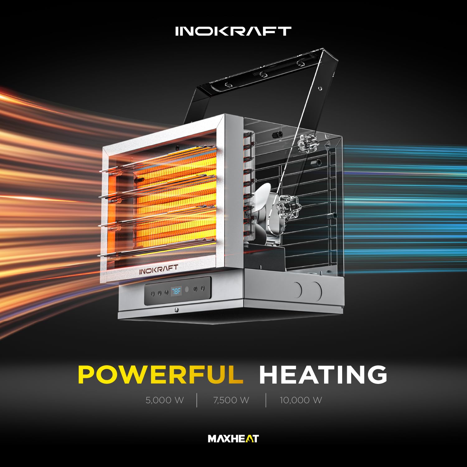 InoKraft five-angle louvers direct warm air efficiently.