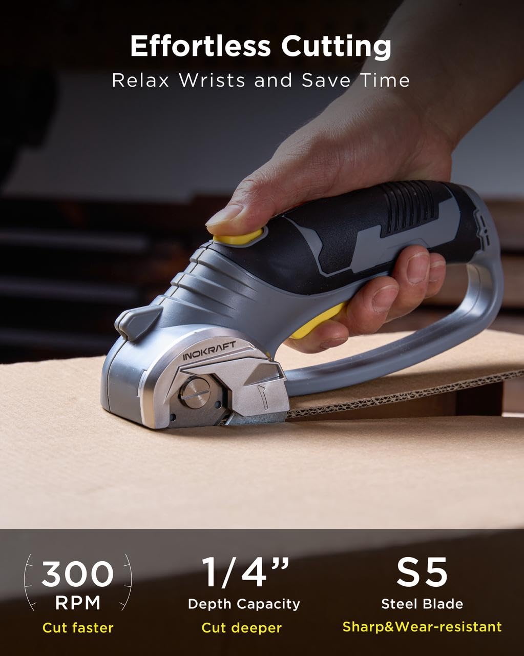InoKraft Cardboard Cutter LED light on for visible trimming