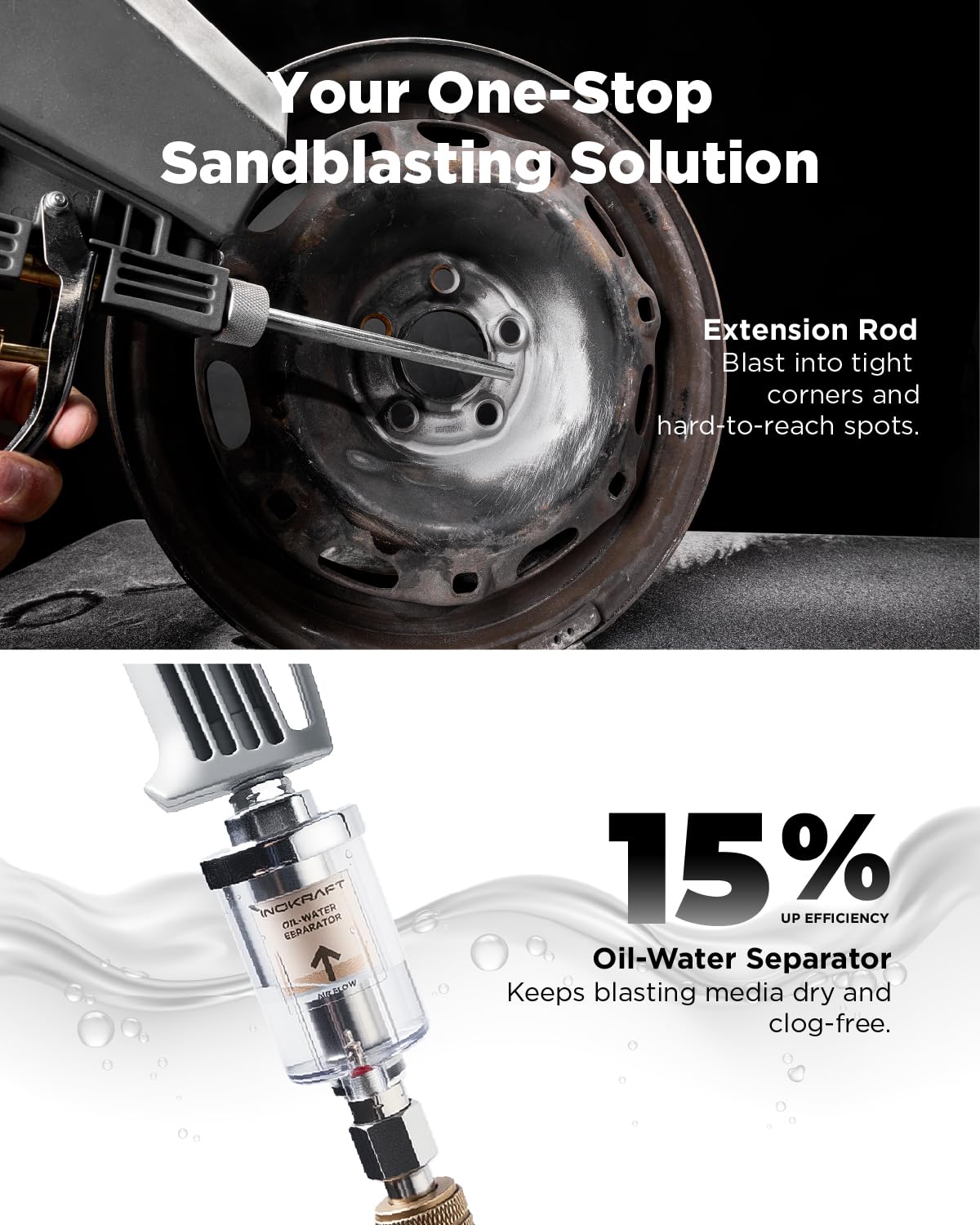 InoKraft ceramic nozzles deliver precise, consistent air flow for controlled blasting.