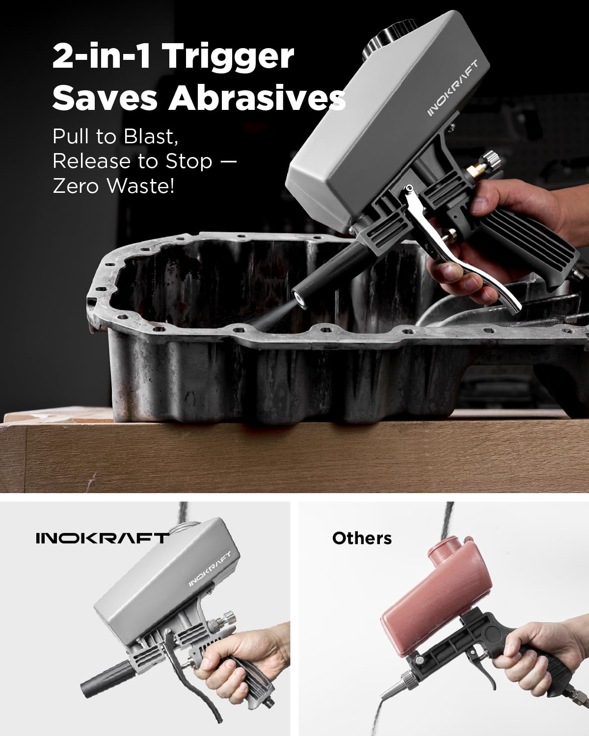 Inokraft ceramic nozzle delivers consistent airflow for rust removal.