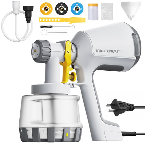 InoKraft Paint Sprayer 600W motor delivers smooth atomization for even coating.