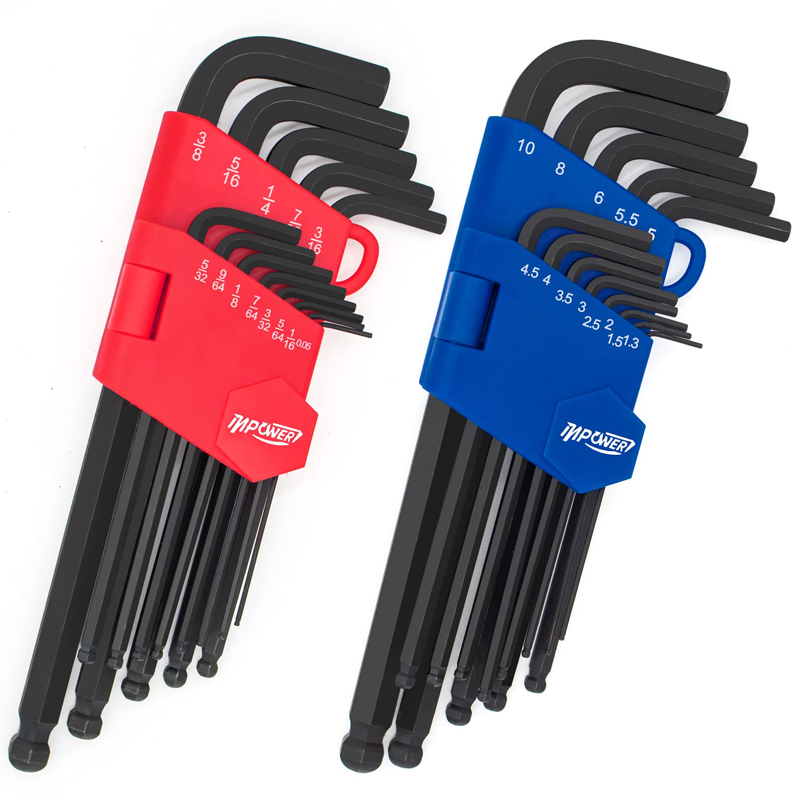 InPower Allen wrenches 26pc set with long-arm ball-end for tight-space access.