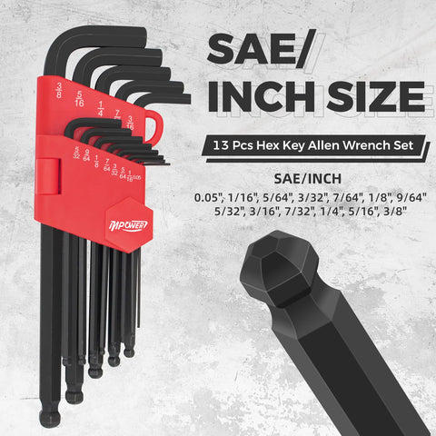 InPower hex keys in color-coded case for quick, easy size identification.