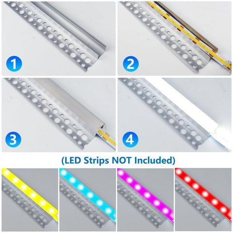 inShareplus plaster-in LED channel corner profile installed provides wall-edge lighting