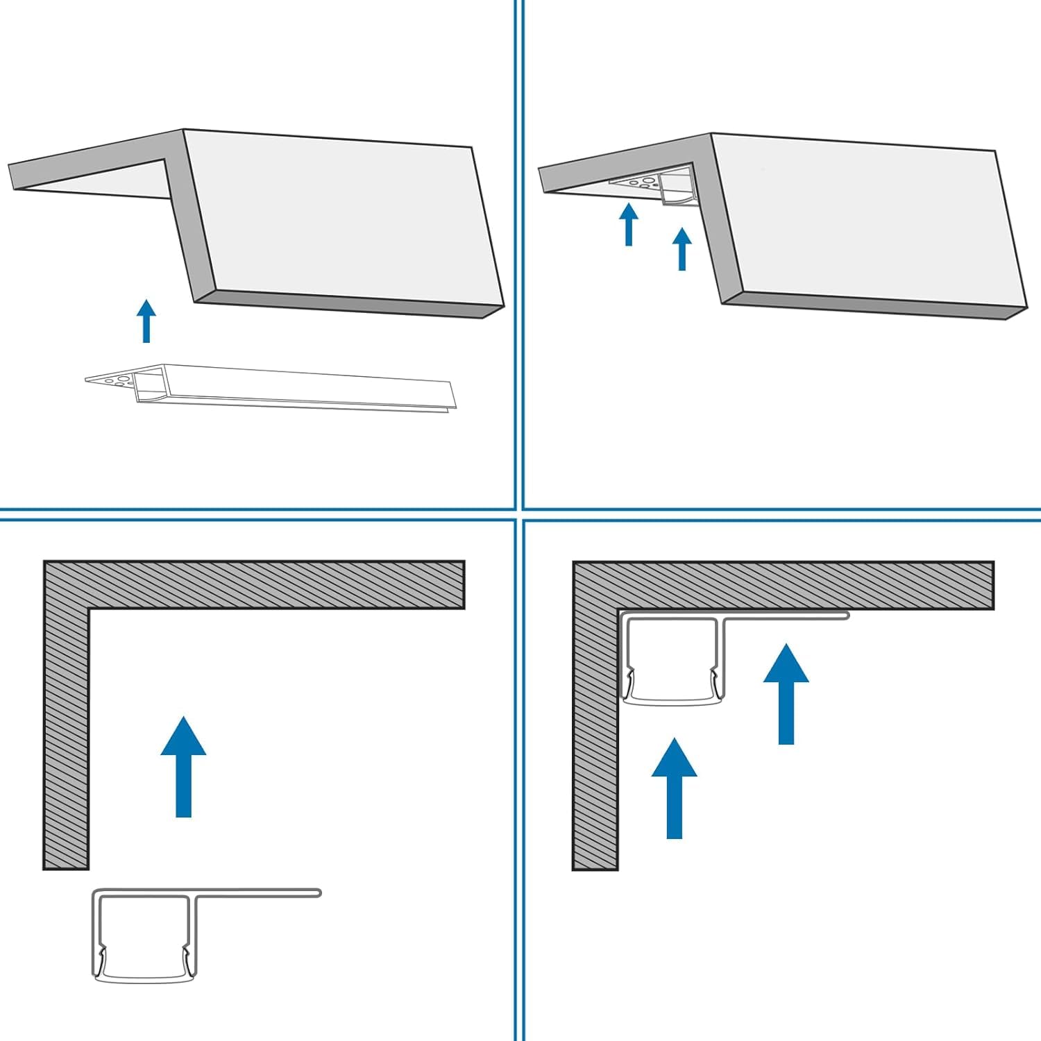 inShareplus plaster-in LED channel cutting guide shows easy length customization