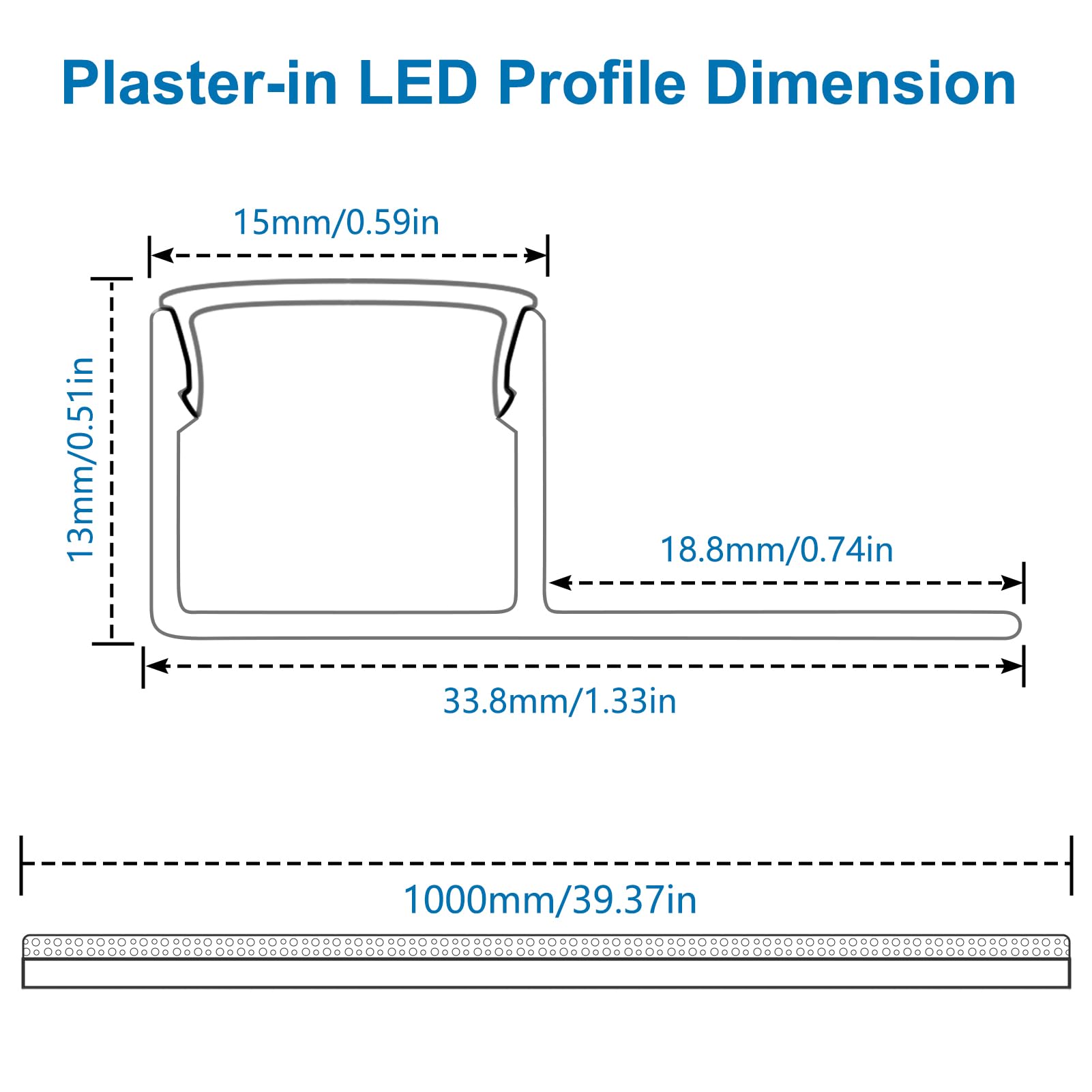inShareplus plaster-in LED channel milky diffuser close-up delivers soft, glare-free illumination