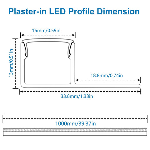 inShareplus plaster-in LED channel milky diffuser close-up delivers soft, glare-free illumination