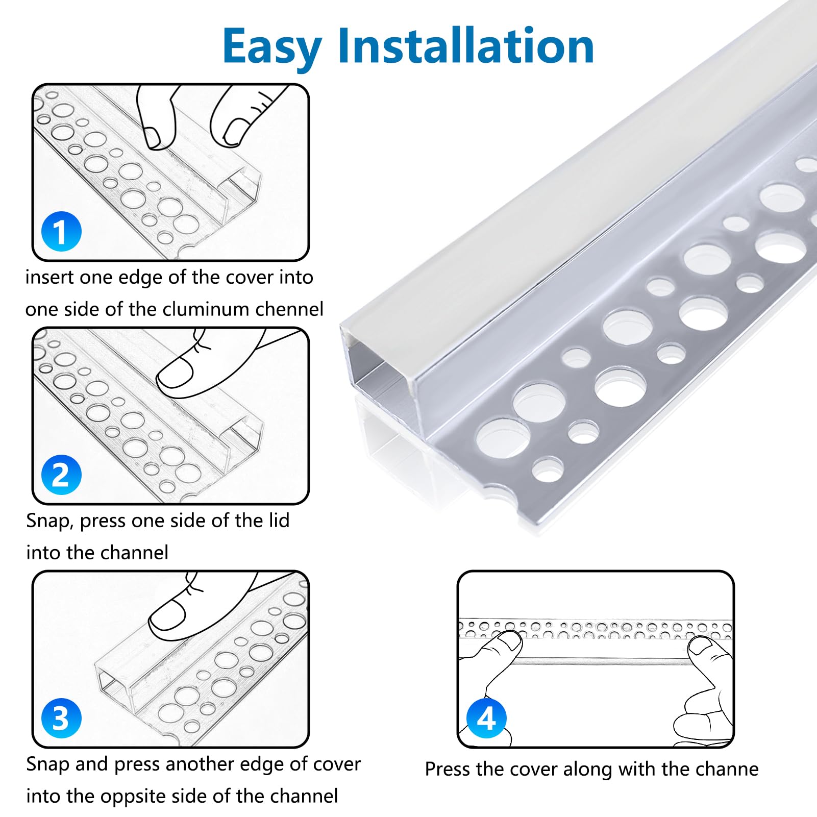 inShareplus plaster-in LED channel under-cabinet setup demonstrates practical kitchen lighting