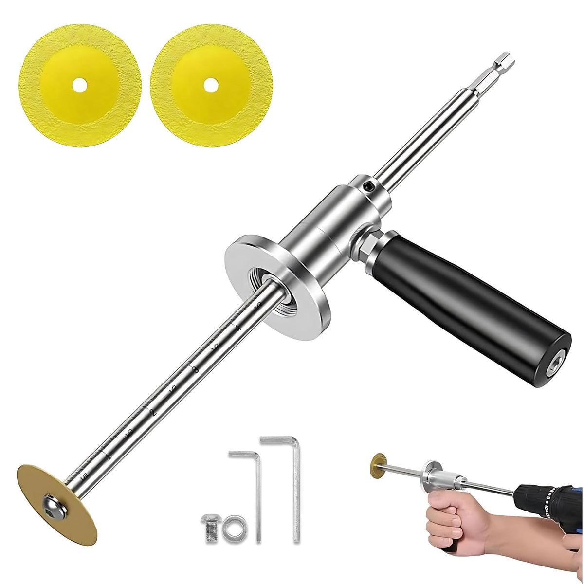 Inside PVC Pipe Cutter guide bar enables stable, straight inside cuts.