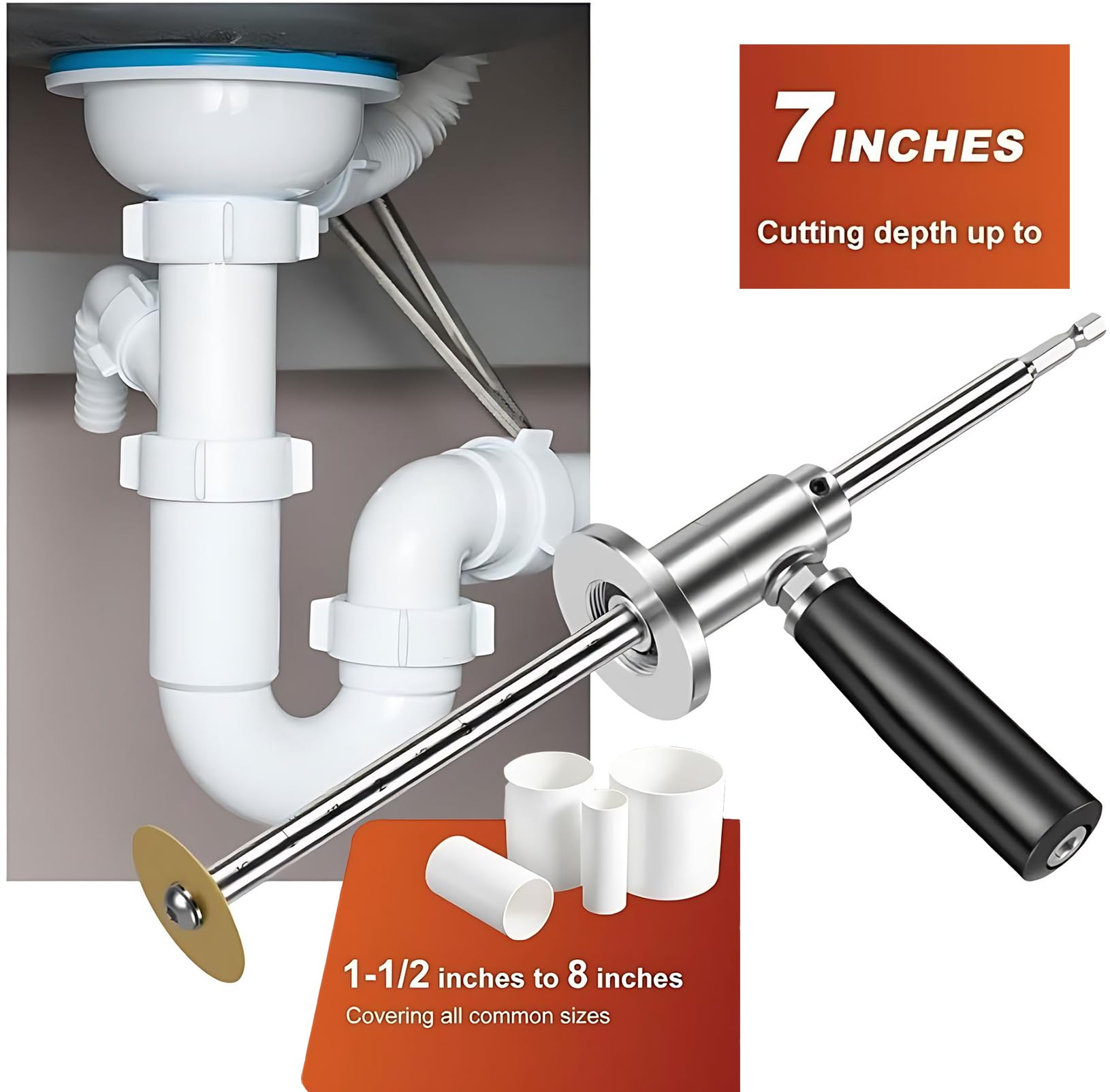 Inside PVC Pipe Cutter knife holder keeps blades ready for quick changes.