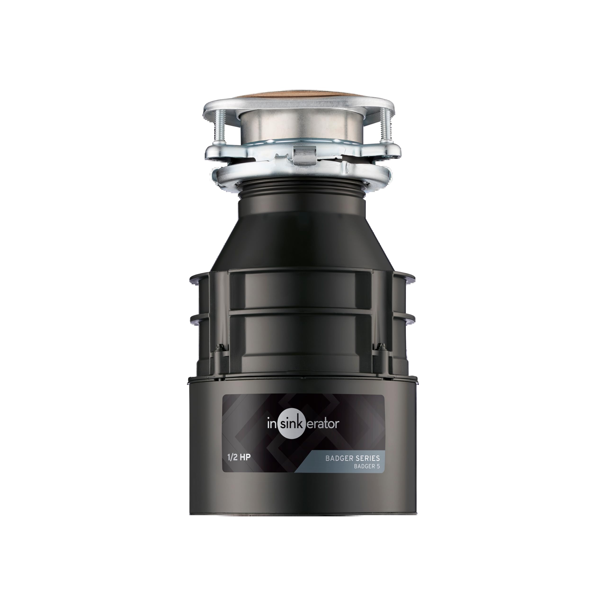 InSinkErator Badger 5 disposal unit under sink, compact and space-saving for kitchen waste grinding.