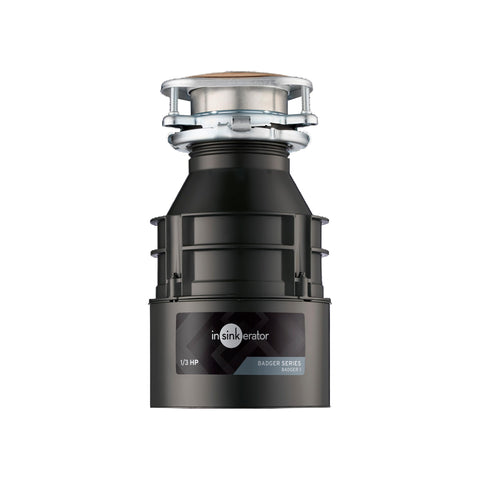 InSinkErator Badger 1 one-third-HP Dura-Drive motor powers quick grinding.