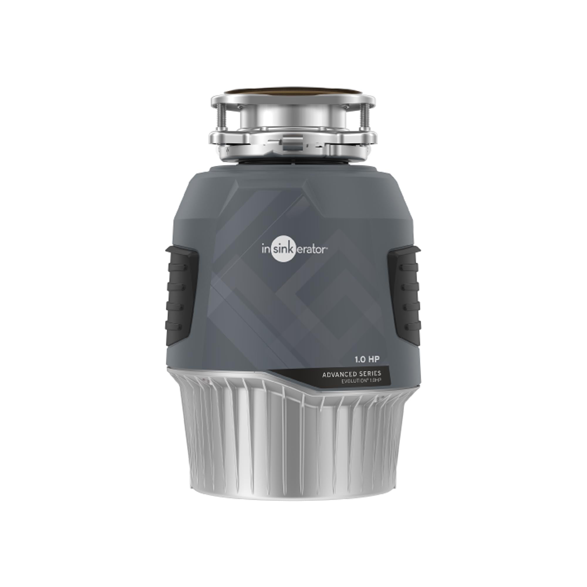 InSinkErator Evolution 1HP under-sink disposal in metal housing for quiet kitchen use.