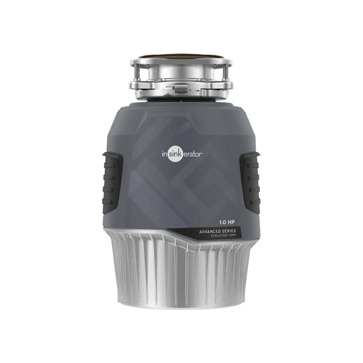 InSinkErator Evolution 1HP under-sink disposal in metal housing for quiet kitchen use.