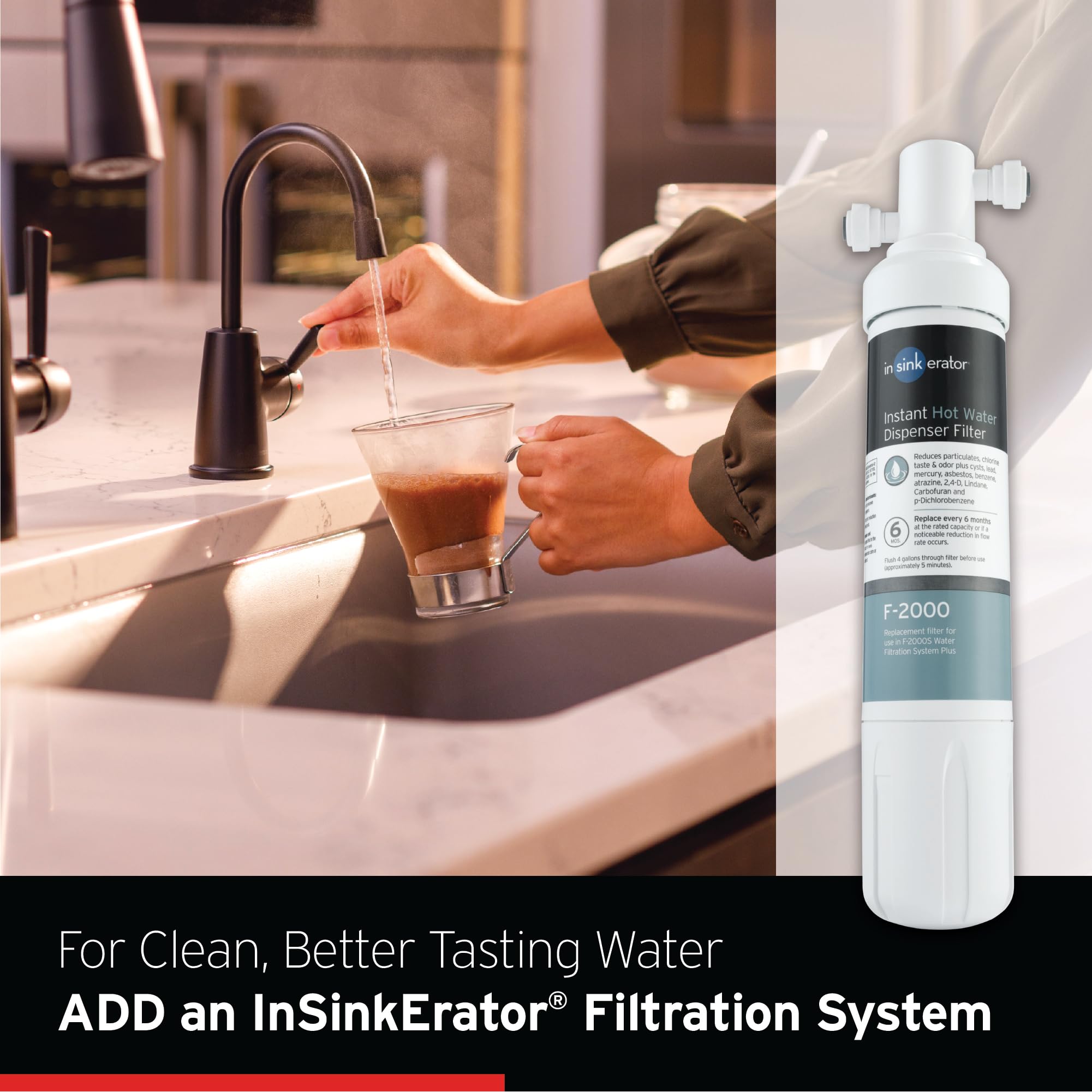 Spring-loaded safety handle on the InSinkErator HOT250 faucet.