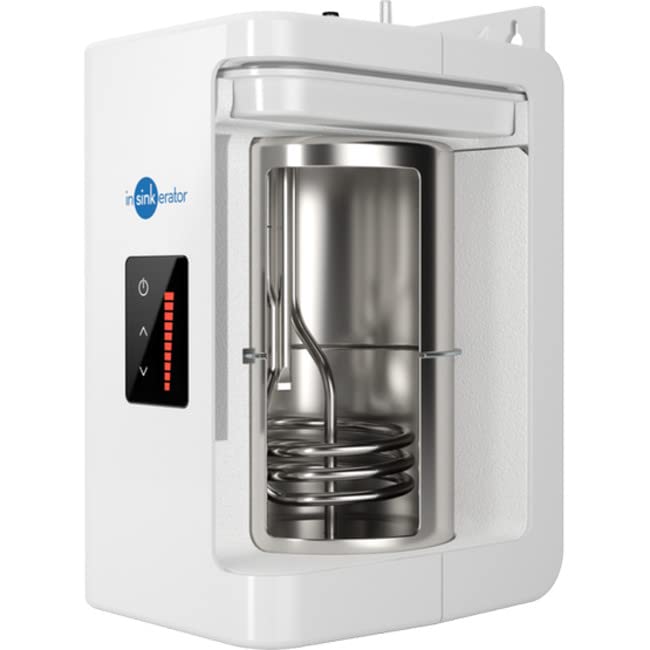 Close-up of InSinkErator HWT300 hot water tank ready for quick beverage prep