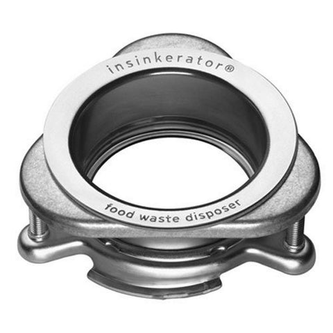 InSinkErator quick-lock flange with twist-on twist-off design for fast, tool-free replacement
