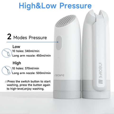 Insolife portable bidet dual-pressure switch shows soft and strong streams