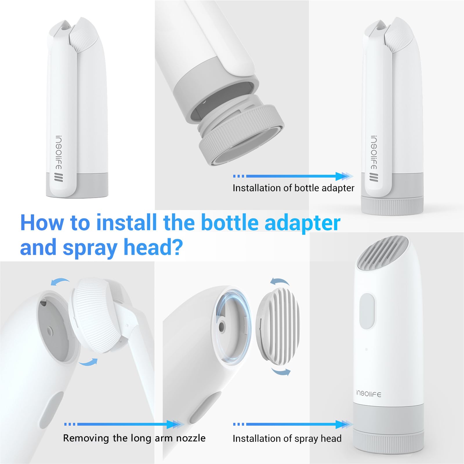 Insolife portable bidet with USB-C charging highlights quick recharge for trips