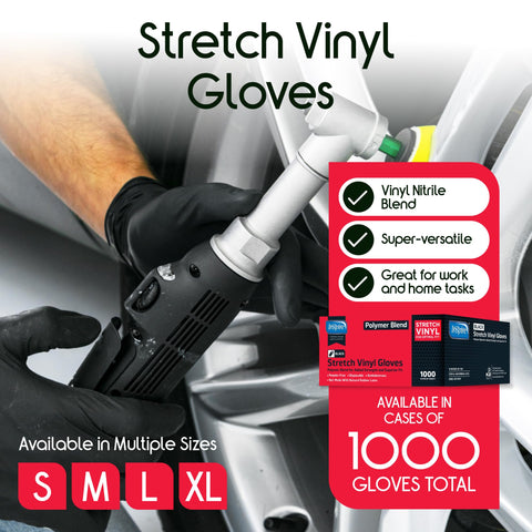 Close-up of Inspire Black Nitrile Gloves highlighting dexterity and rip-resistant texture.