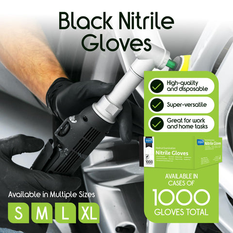 Inspire Black Nitrile Gloves close-up of textured fingertips for grip