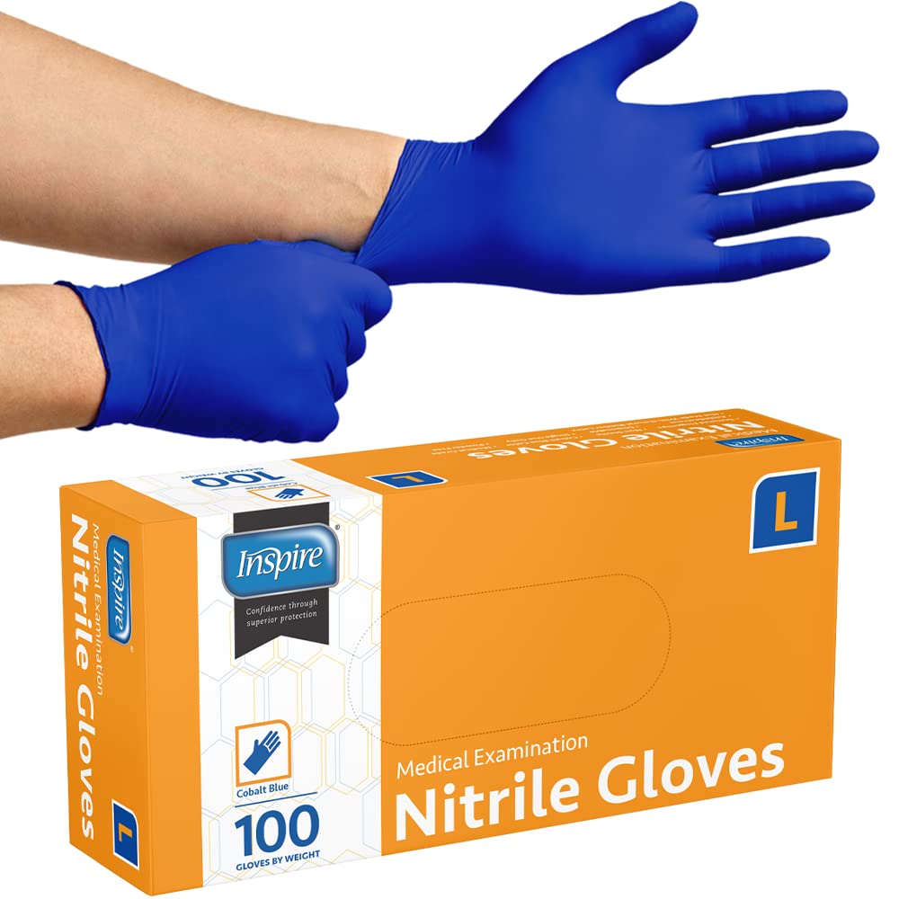 Inspire blue nitrile gloves support large teams and long shifts.