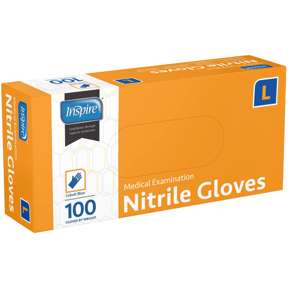 Close-up of Inspire cobalt blue nitrile glove texture indicating rip resistance.