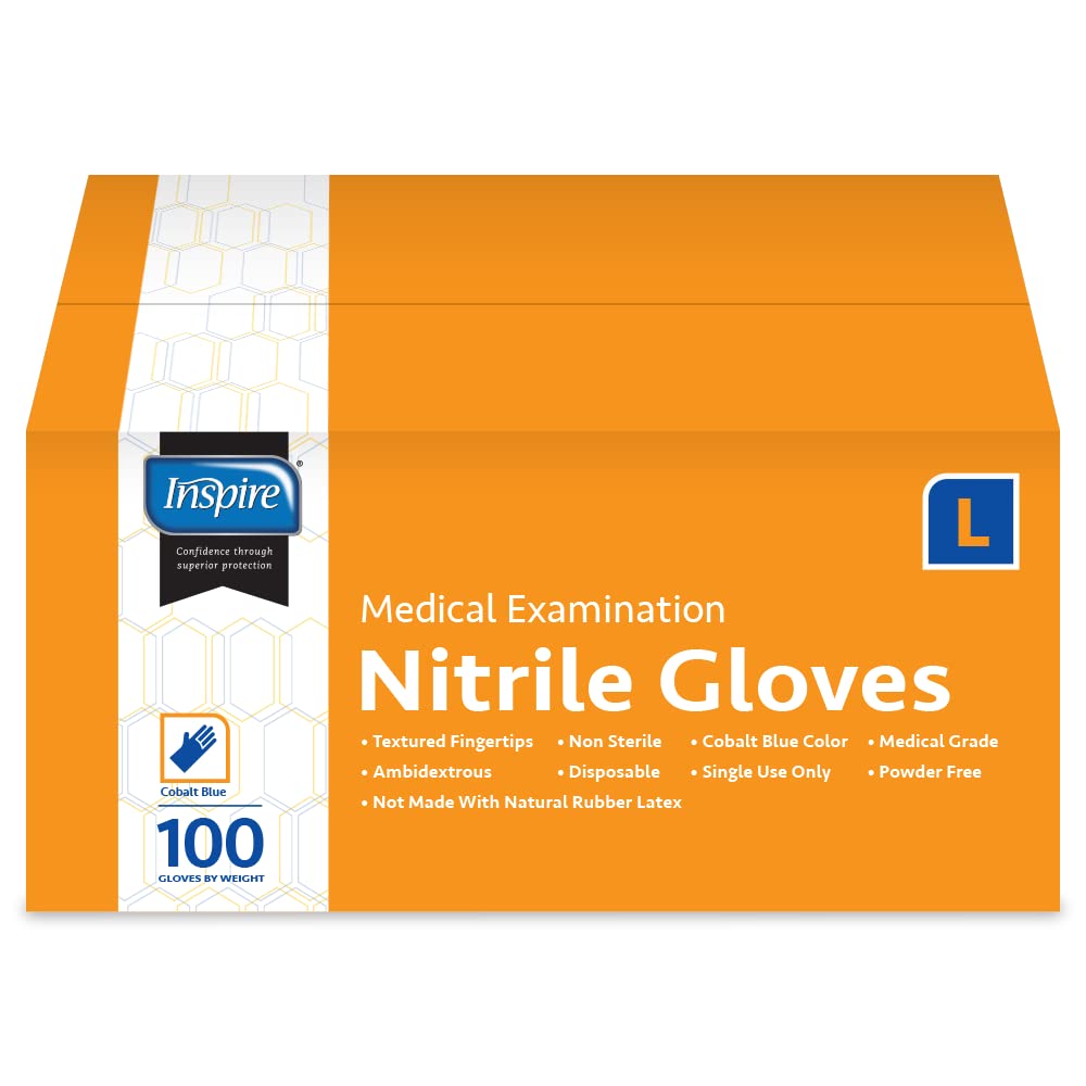 Clinician wearing Inspire cobalt blue nitrile gloves during a dexterity test.