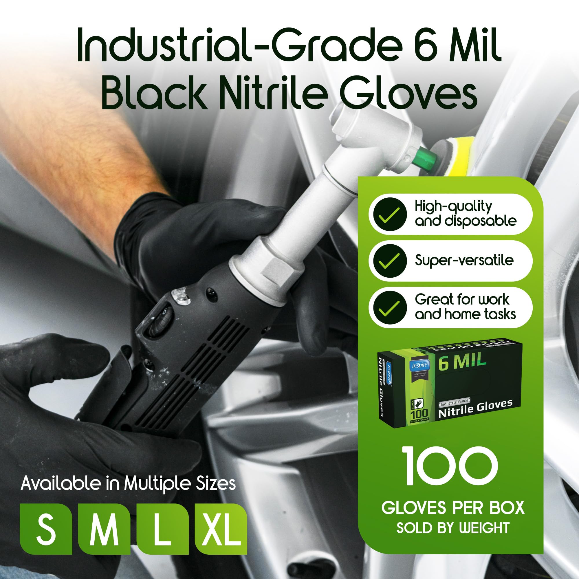 Inspire nitrile gloves with textured fingertips for secure grip.