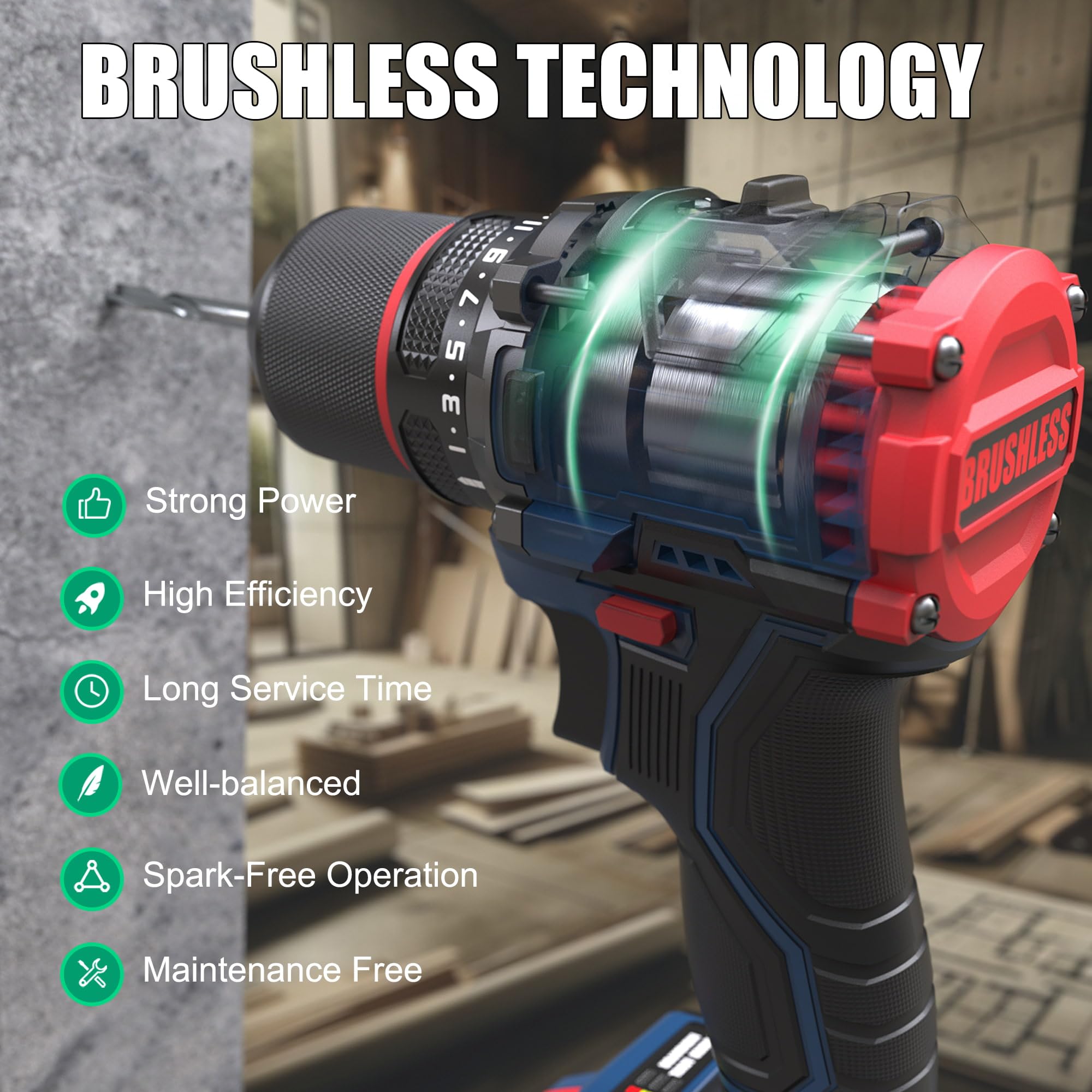 INSPIRITECH 3/8-inch metal chuck secures bits for precise drilling