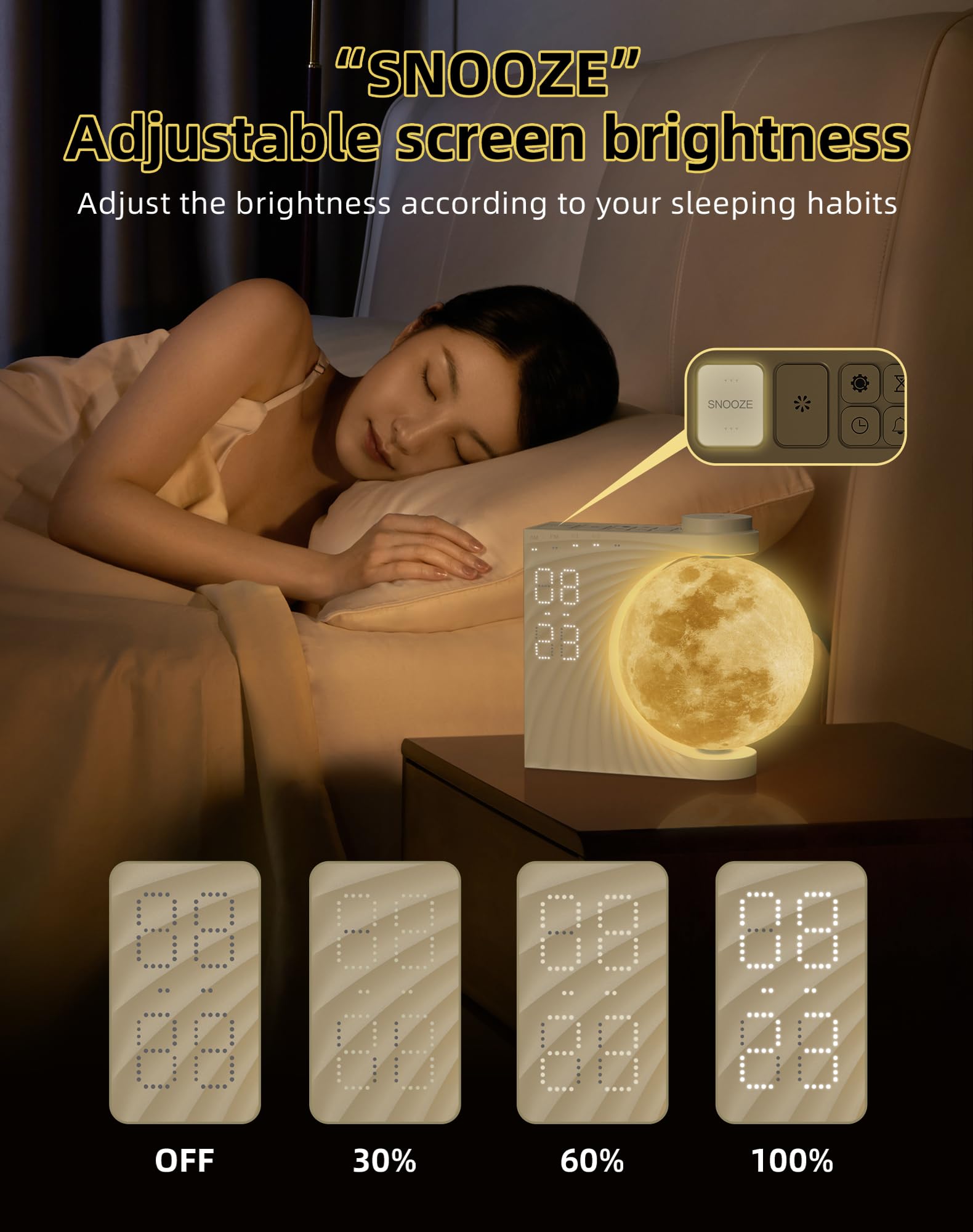 INSSISAIN dimmable white light ideal for reading or late nights.