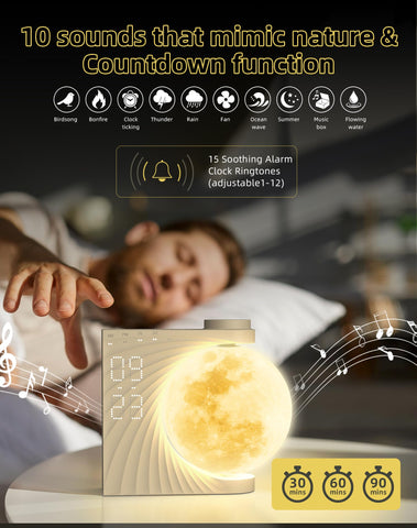 INSSISAIN moon lamp charges via USB-C with sleek, modern design.