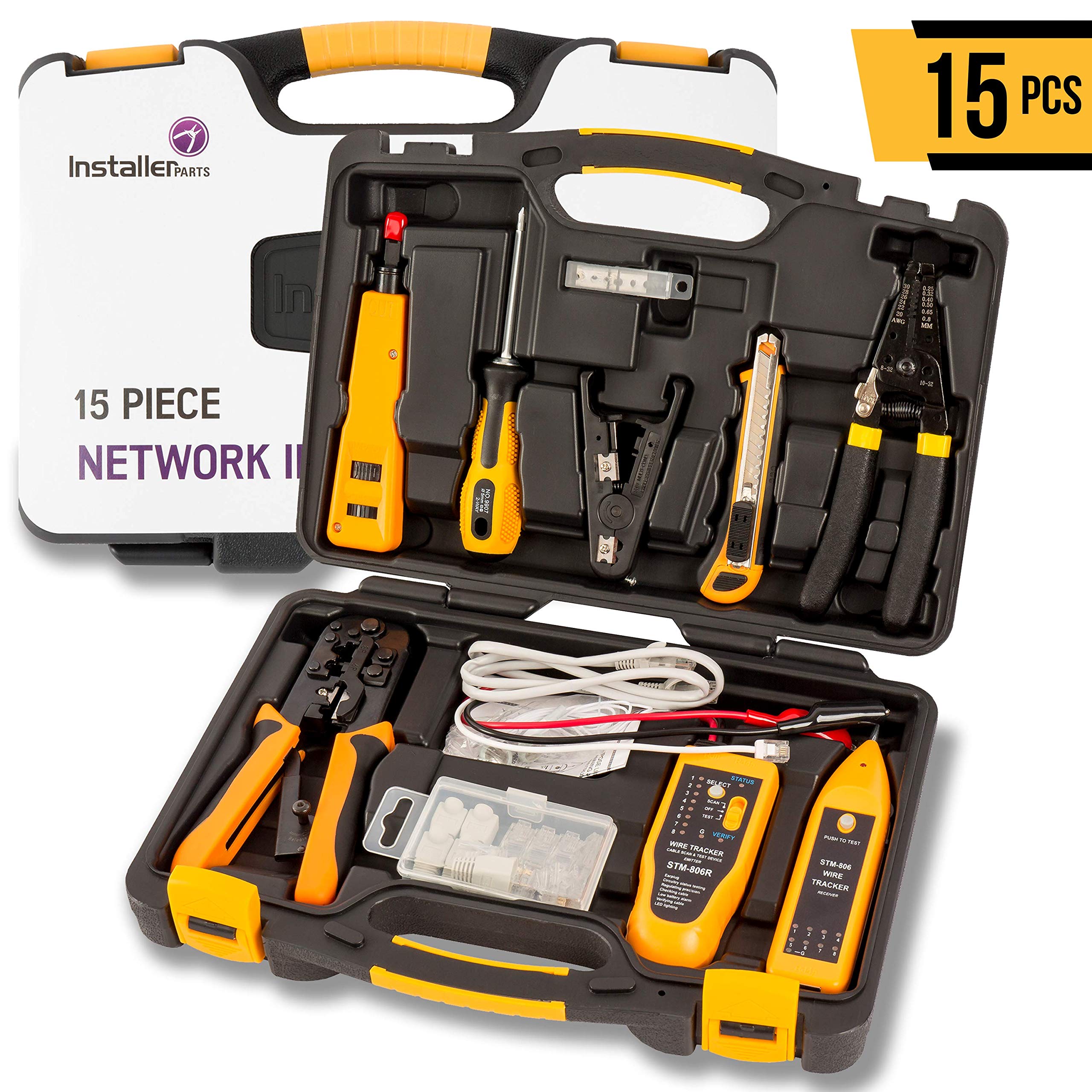 InstallerParts RJ45 crimper close-up—ergonomic grip for precise, comfortable cable crimping