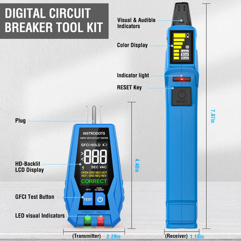 Instrodots CBF01 battery indicators showing power levels on display.