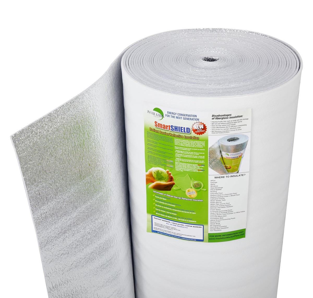 INSULATION MARKETPLACE SmartSHIELD 5mm roll closeup of reflective foil for energy efficiency