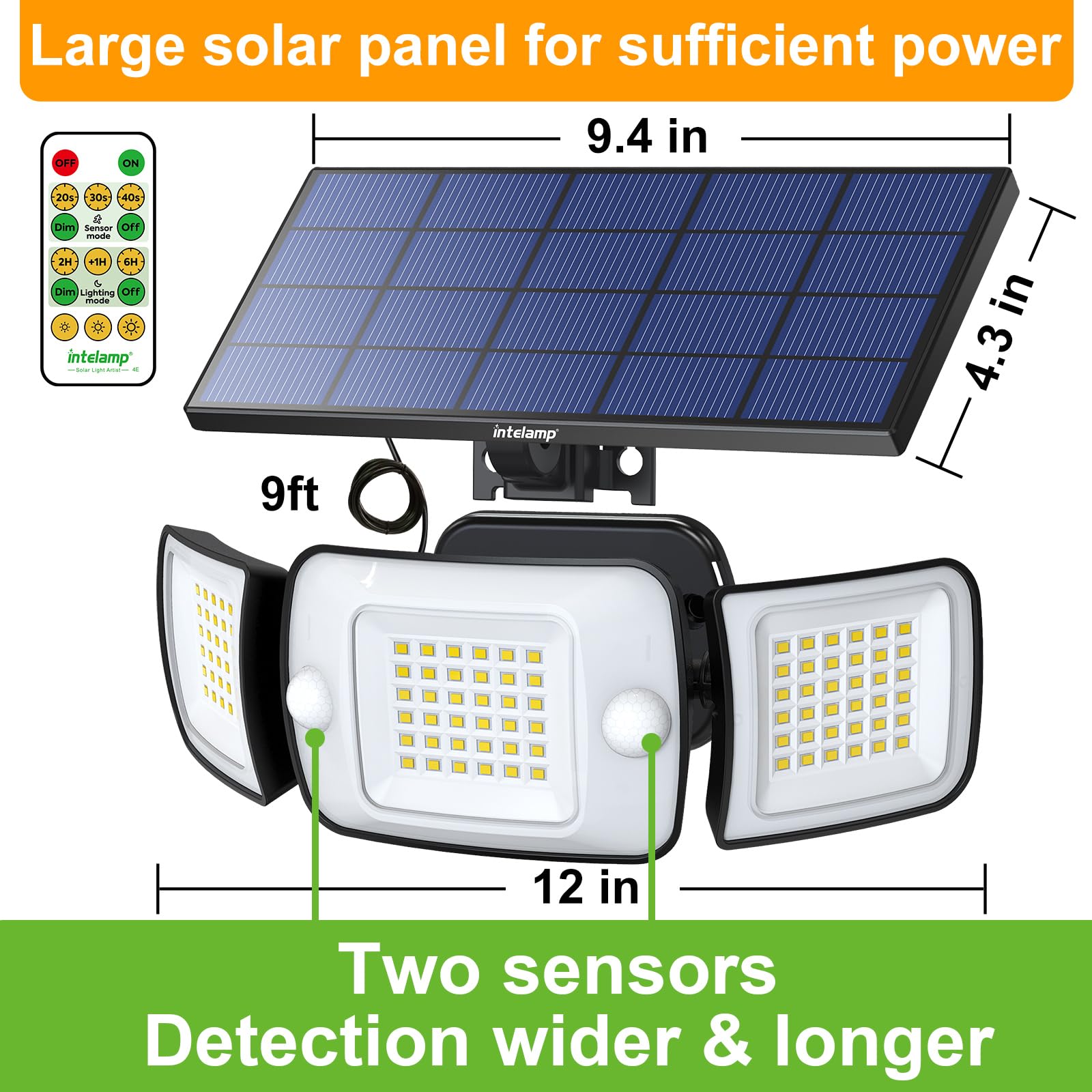 Intelamp 6000mAh battery enables longer lighting after daylight charging.