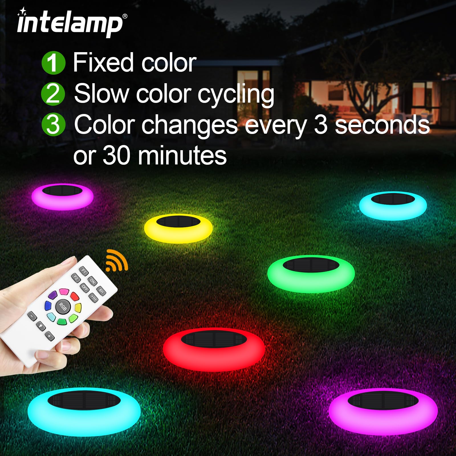 Intelamp color-changing LED pathway light with remote control for customizable ambiance