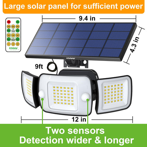 Intelamp high-efficiency solar panel and 6000mAh battery power longer nighttime lighting.