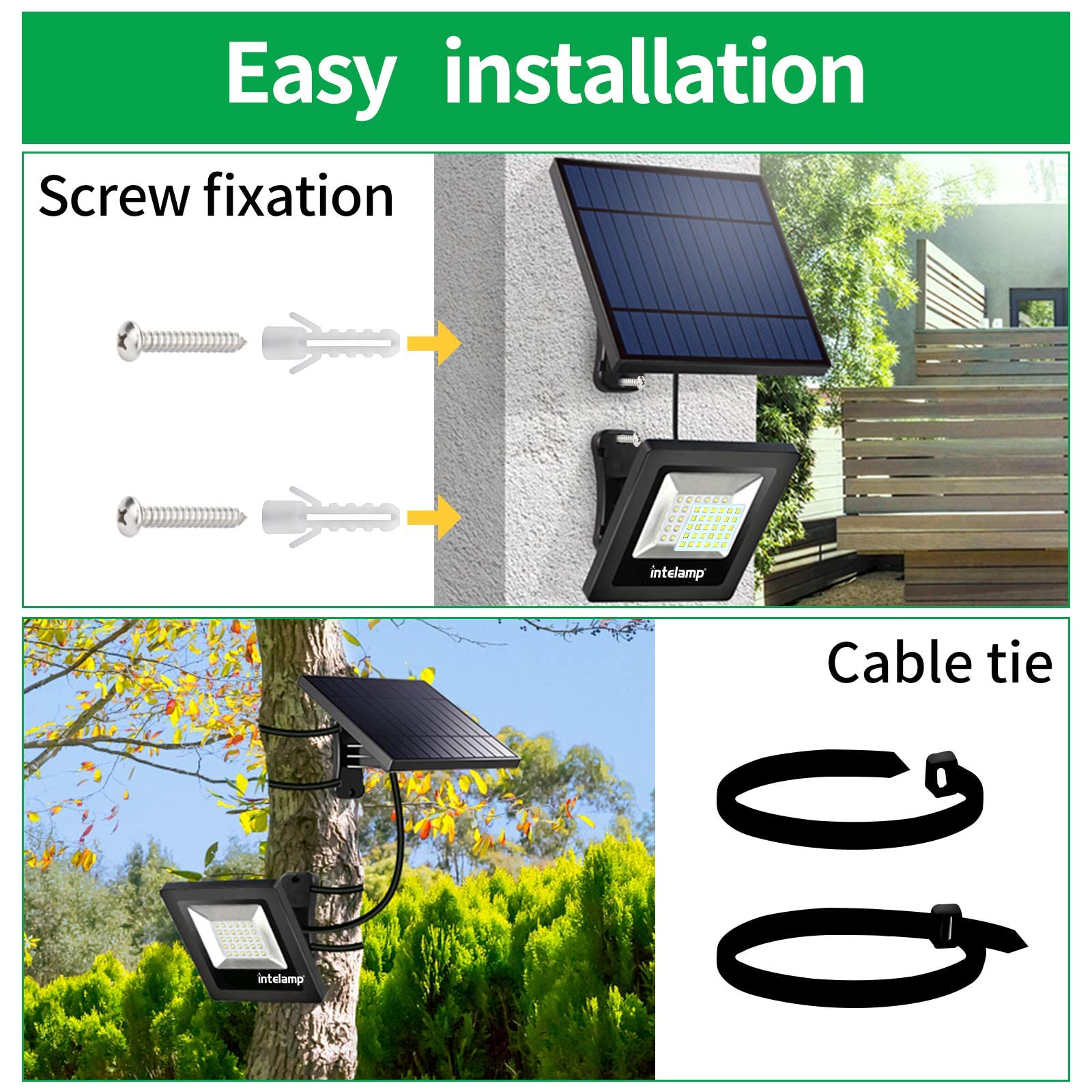 Intelamp yard-brightening setup reveals seamless garden lighting along fence lines