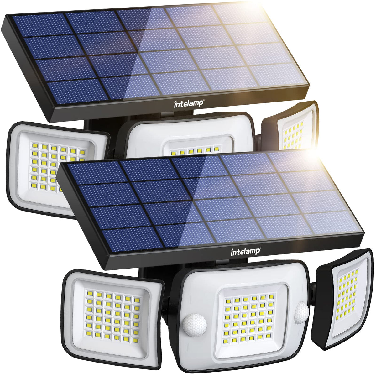 Intelamp solar outdoor lights with a 270-degree wide arc for broad exterior coverage