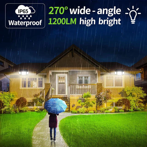 Intelamp dual-sensor motion lights detecting activity from multiple angles