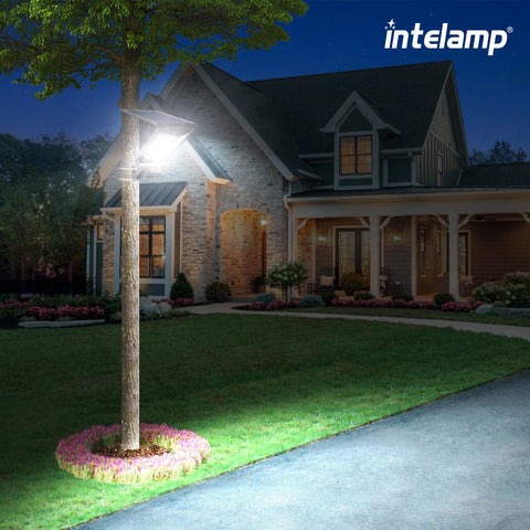 intelamp dual-sensor system enhances security coverage and prompt lighting.