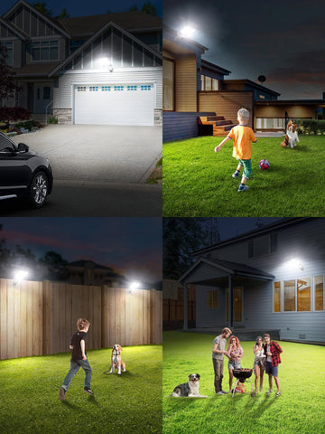 intelamp easy-install outdoor flood light ideal for driveways and patios.