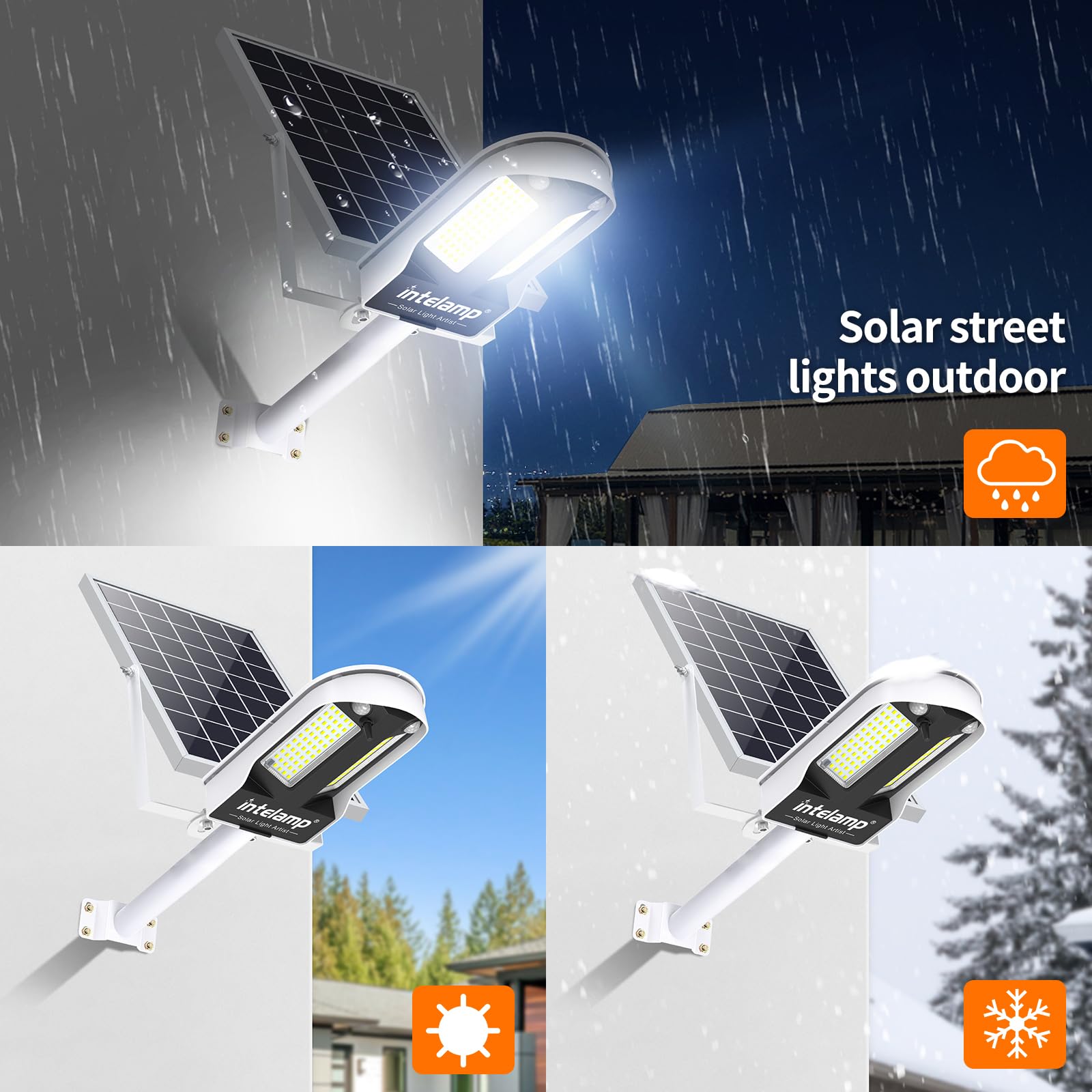 Intelamp IP65 durability design withstands rain and dust outdoors.