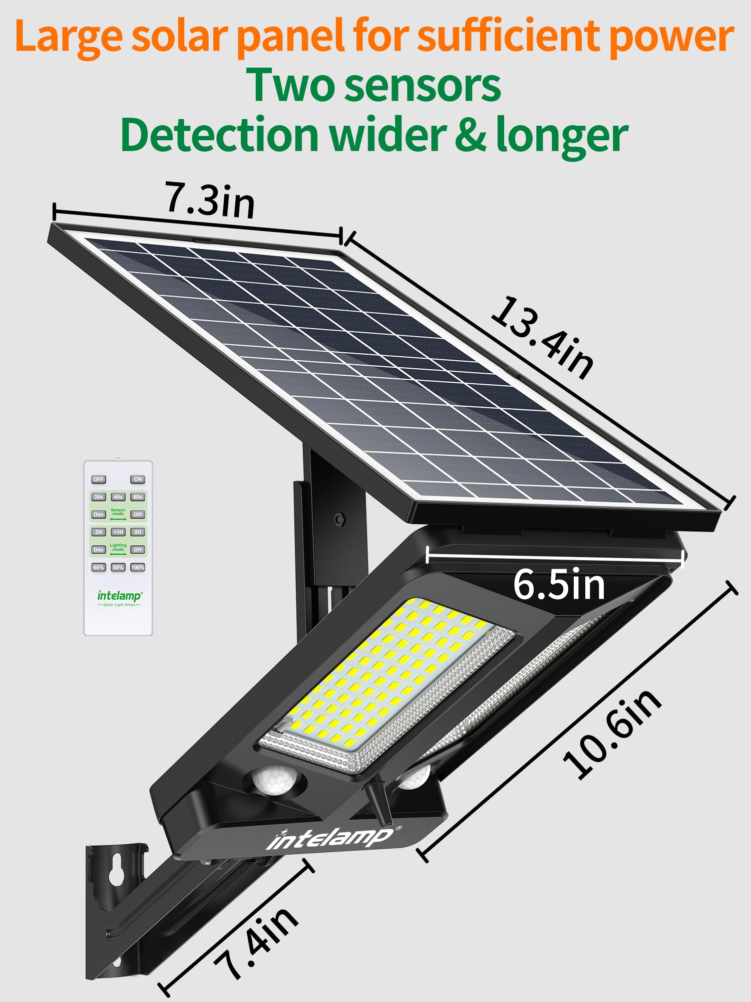 intelamp remote-controlled floodlight for quick brightness adjustments.